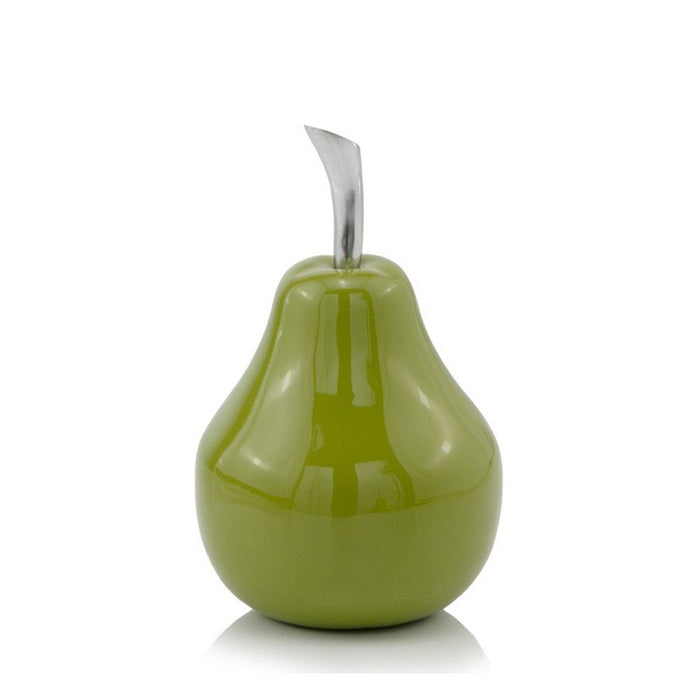 11" Green Buffed Aluminum Pear Sculpture
