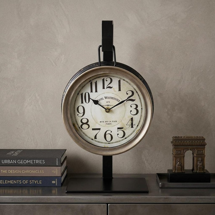 Metallic Brown Metal Hanging Desk Table Clock