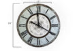 Macadam round Wood Wall Clock with Distressed Finish