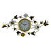Decorative wall clock with floral and butterfly designs on a white background