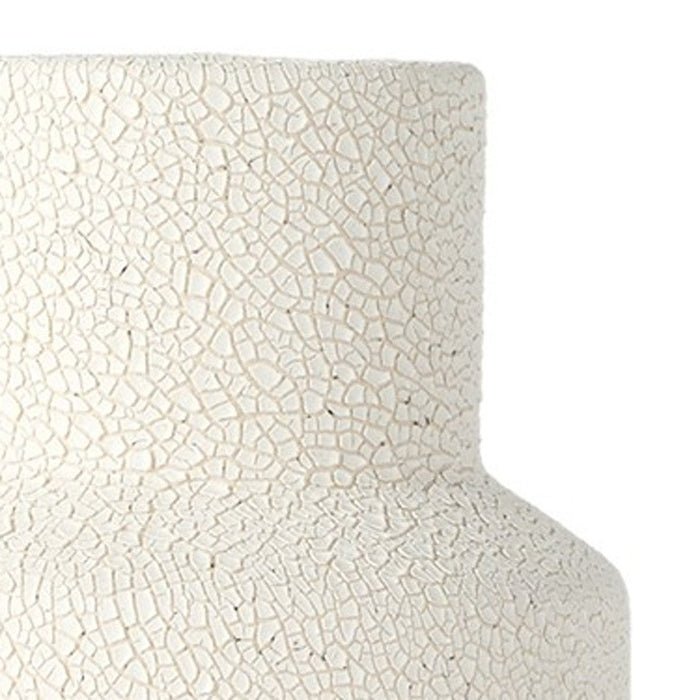 11" Beige And White Color Block Ceramic Cylinder Table Vase