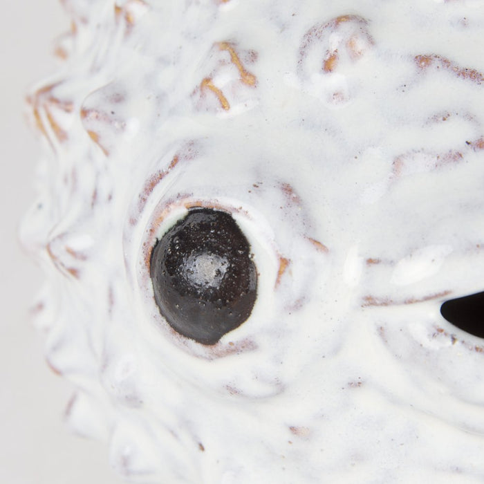 6" White Ceramic Puffer Fish Tabletop Sculpture