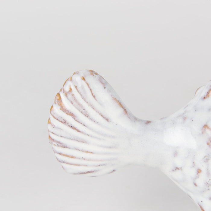 6" White Ceramic Puffer Fish Tabletop Sculpture