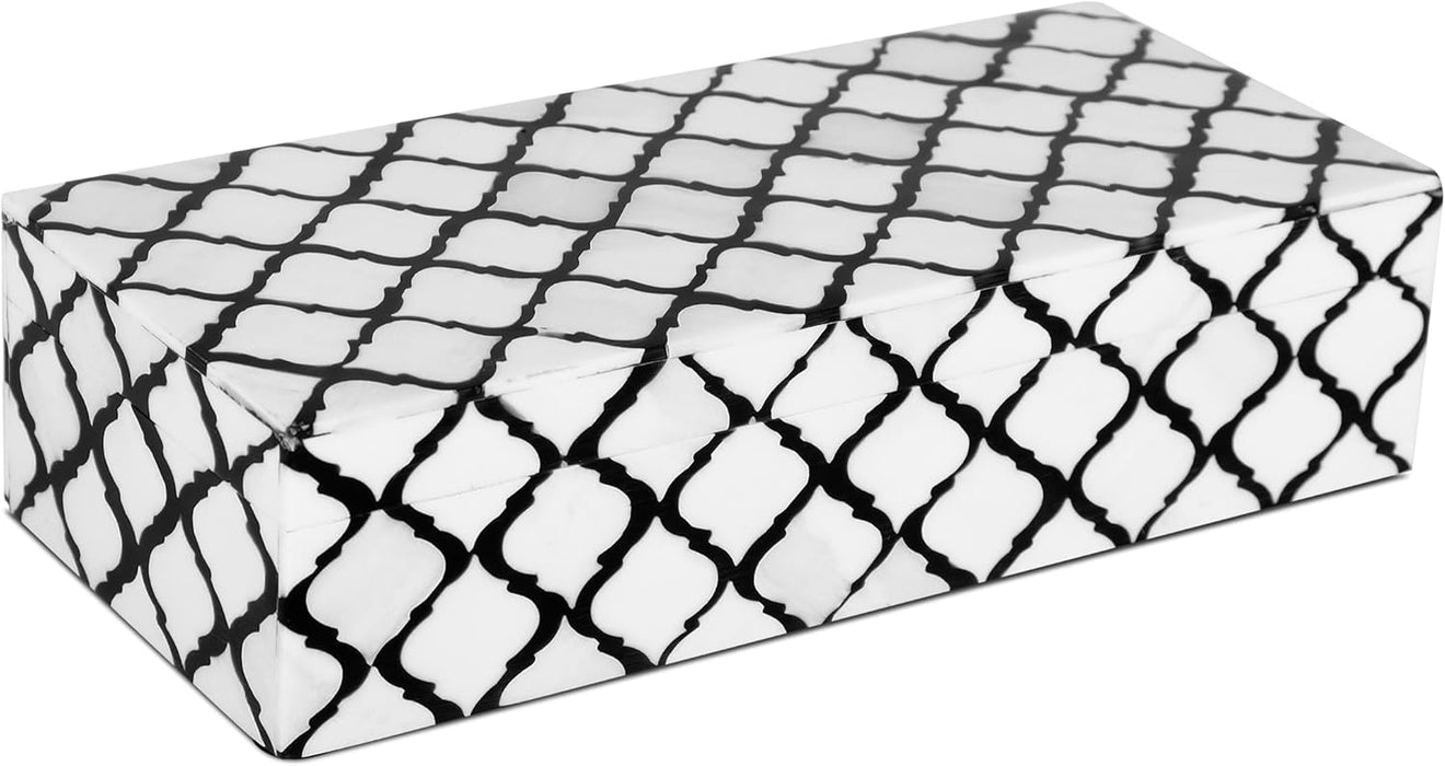 Modern Chevron Decorative Box with Lid, Stylish Storage Organizer for Shelves & Tables