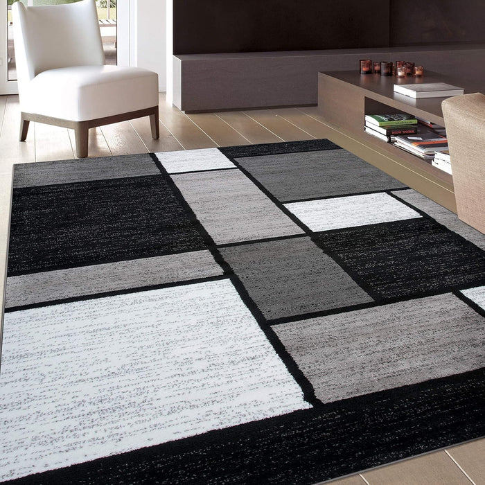 Contemporary Geometric Boxes Area Rug
