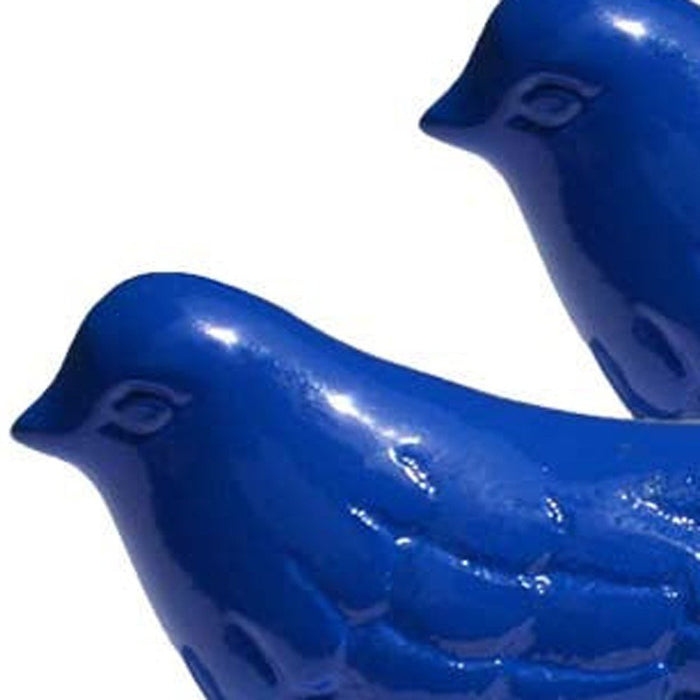 Set of Two Blue Metal Bird Tabletop Sculpture