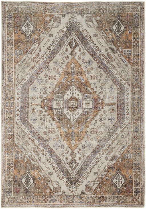 Decorative rug with geometric pattern on a plain background