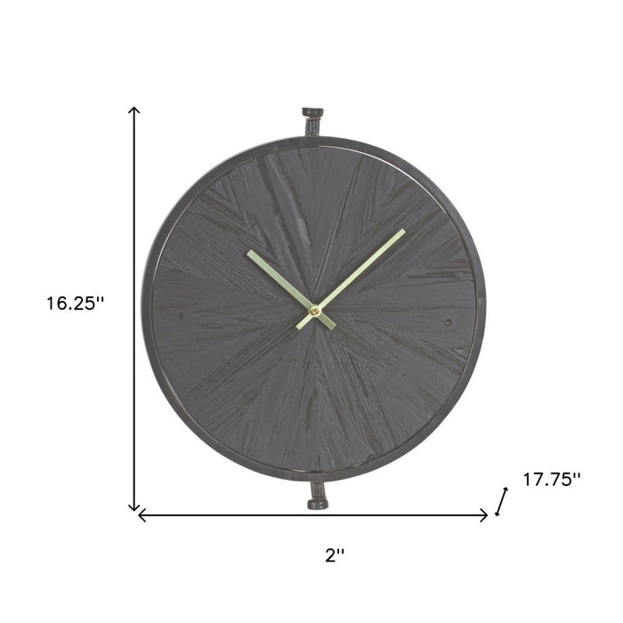 Wall clock with dimensions indicated on a white background