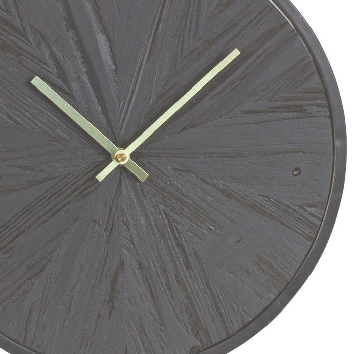 Dark gray clock with gold hands on a white background
