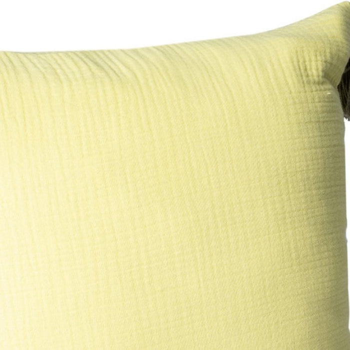 20" X 20" Yellow And Gray 100% Cotton Zippered Pillow