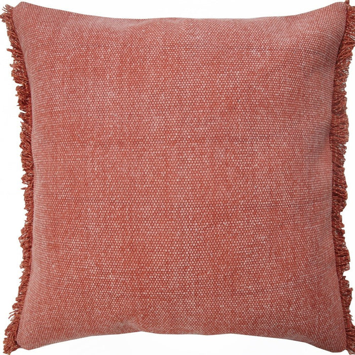 20" Dusty Rose Cotton Throw Pillow with Fringe