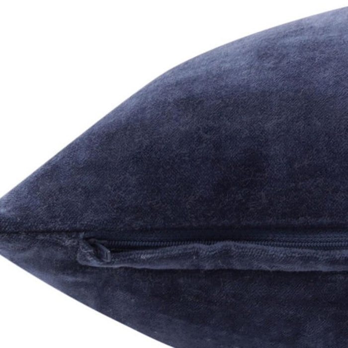 20" X 20" Dark Blue 100% Cotton Zippered Pillow