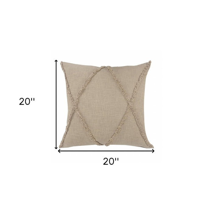 20" Taupe Cotton Throw Pillow
