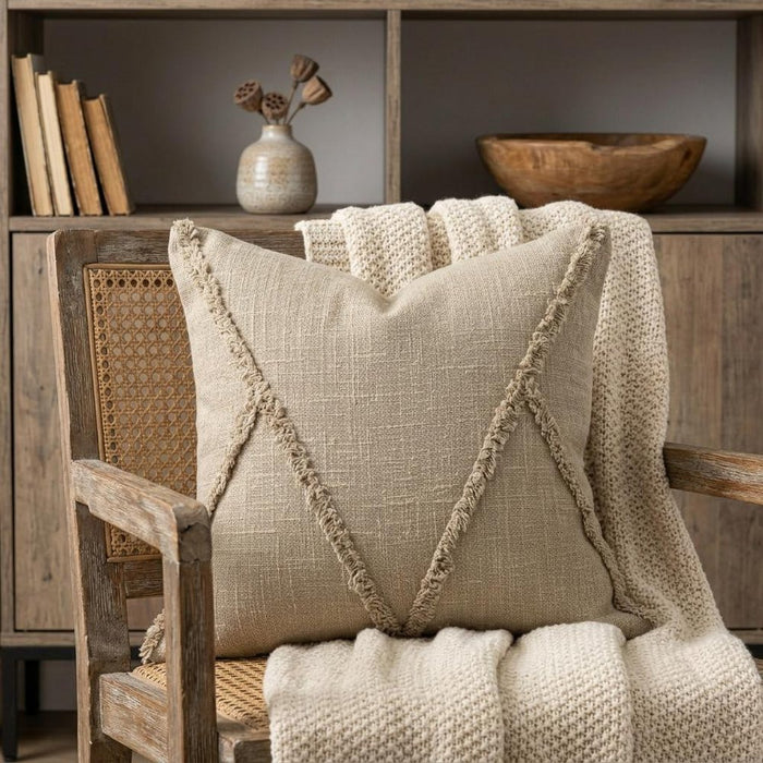 20" Taupe Cotton Throw Pillow