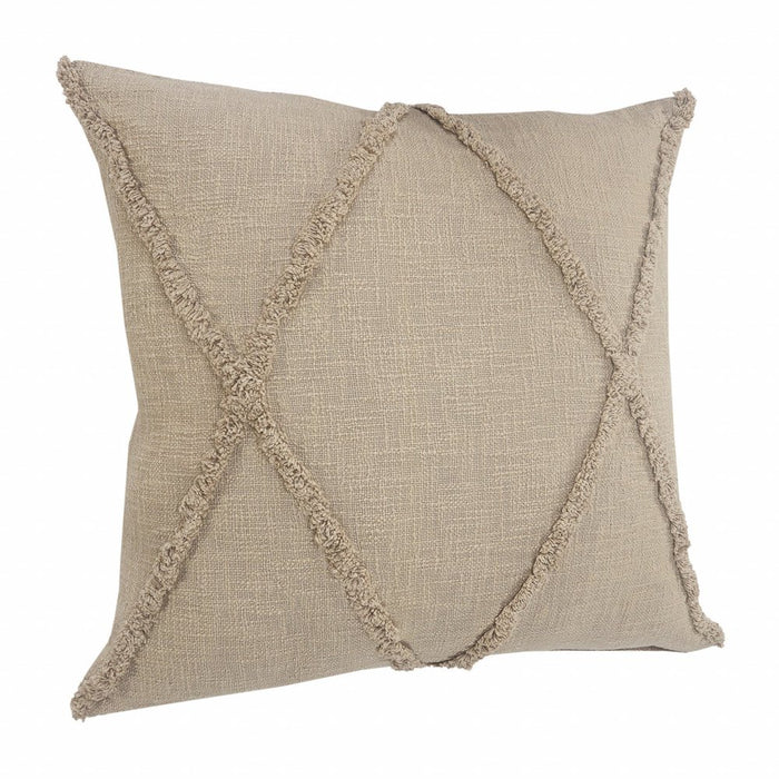 20" Taupe Cotton Throw Pillow