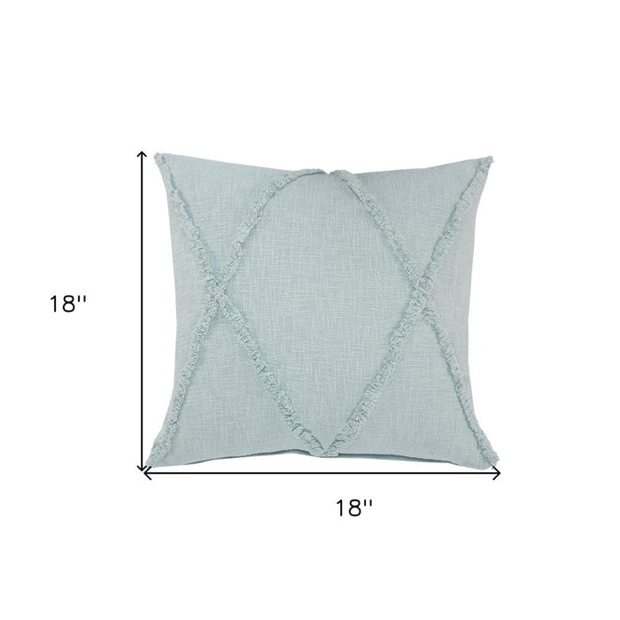 18" Blue Cotton Throw Pillow
