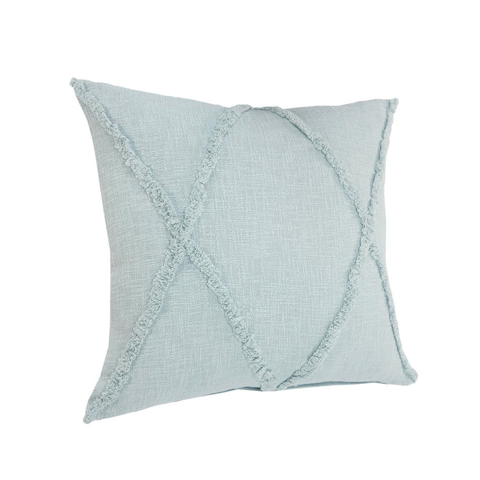 18" Blue Cotton Throw Pillow