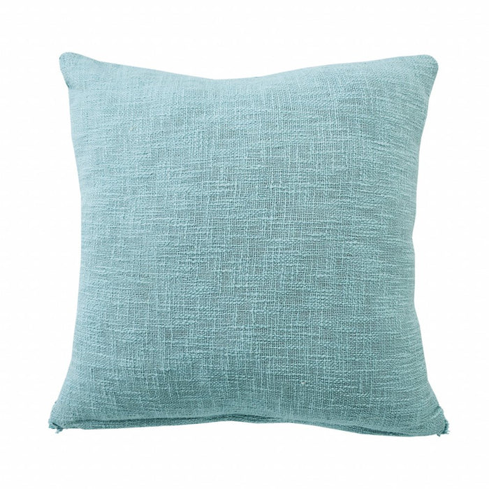 20" X 20" Aqua Sky Blue 100% Cotton Geometric Zippered Pillow