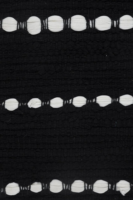 18" X 18" Black White And Tan 100% Cotton Striped Zippered Pillow