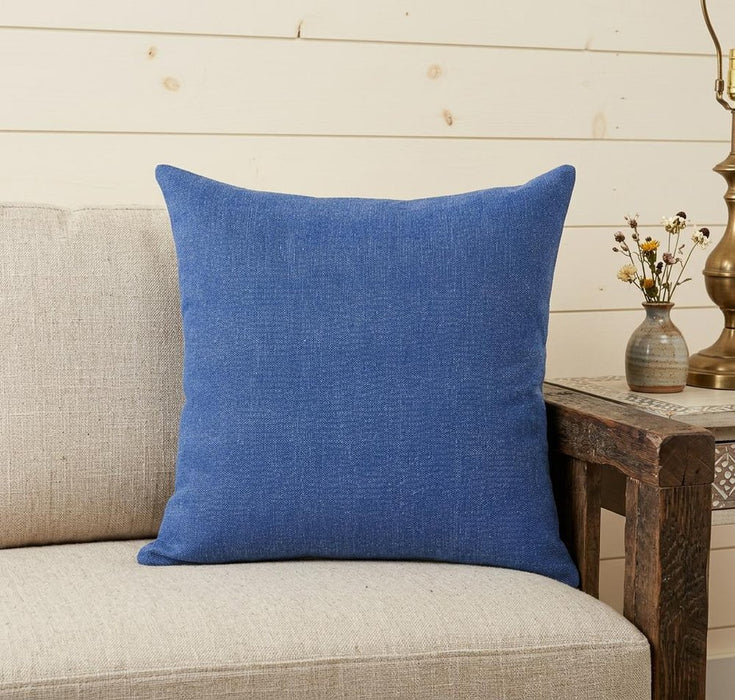 20" X 20" Classic Blue 100% Cotton Zippered Pillow
