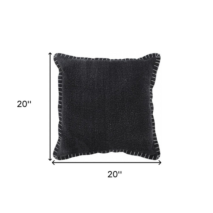 20" Black Cotton Throw Pillow