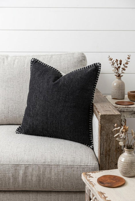 20" Black Cotton Throw Pillow