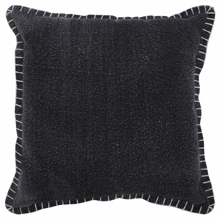 20" Black Cotton Throw Pillow