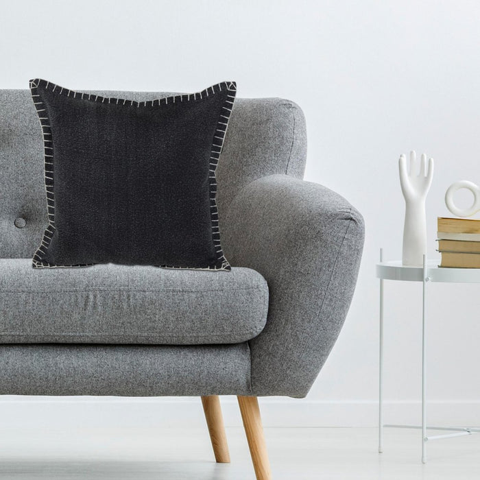20" Black Cotton Throw Pillow