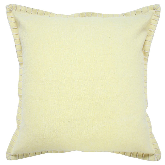 20" Light Yellow Cotton Throw Pillow