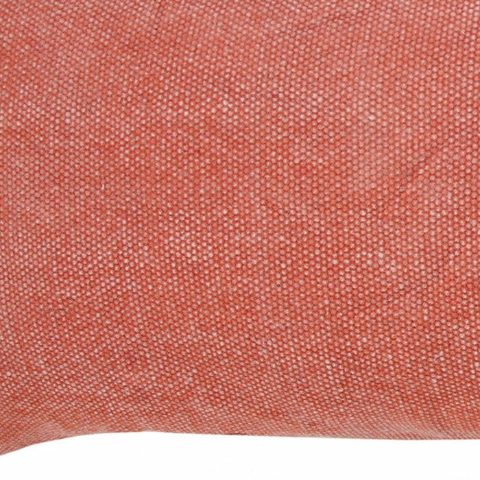 14" X 36" Rose Pink Stonewashed Cotton Throw Pillow With Fringe