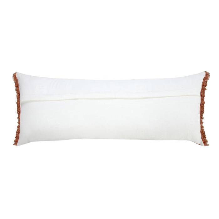 14" X 36" Rose Pink Stonewashed Cotton Throw Pillow With Fringe