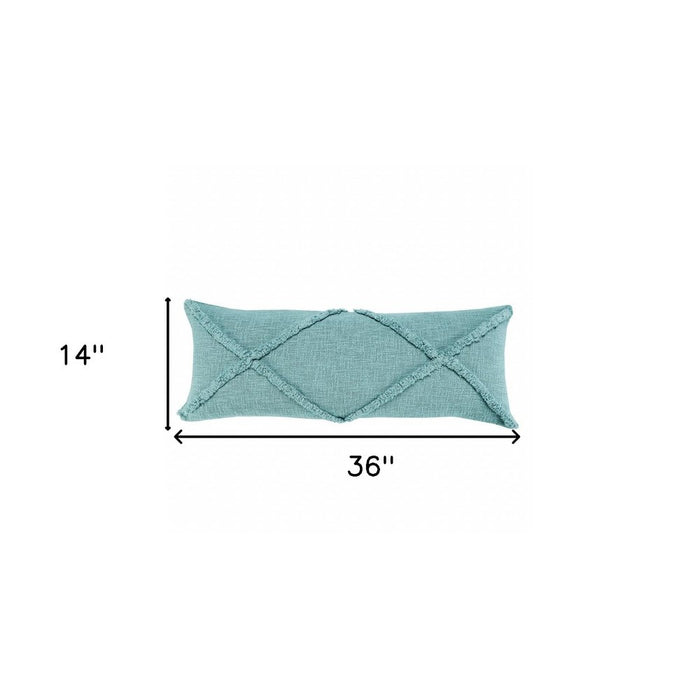 14" X 36" Aqua Cotton Throw Pillow
