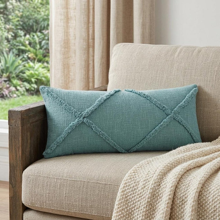 14" X 36" Aqua Cotton Throw Pillow