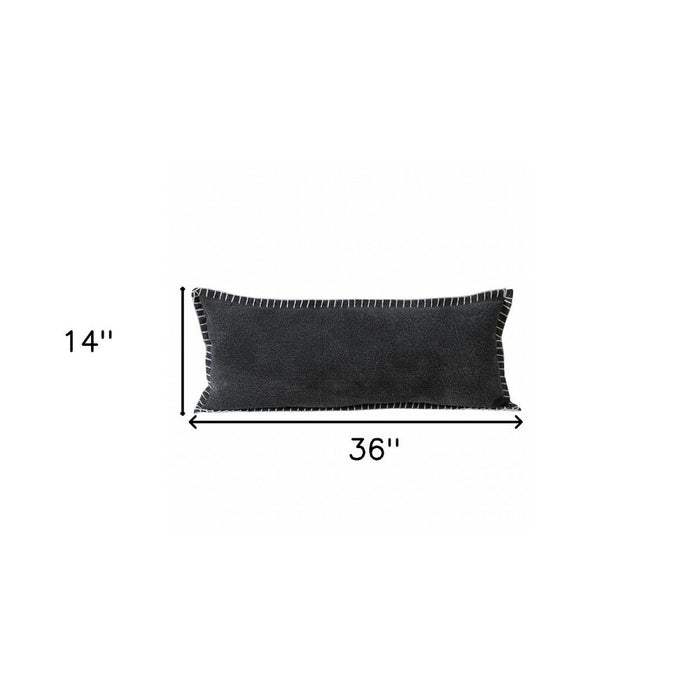 14" X 36" Black Cotton Throw Pillow