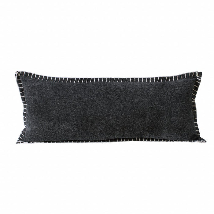 14" X 36" Black Cotton Throw Pillow