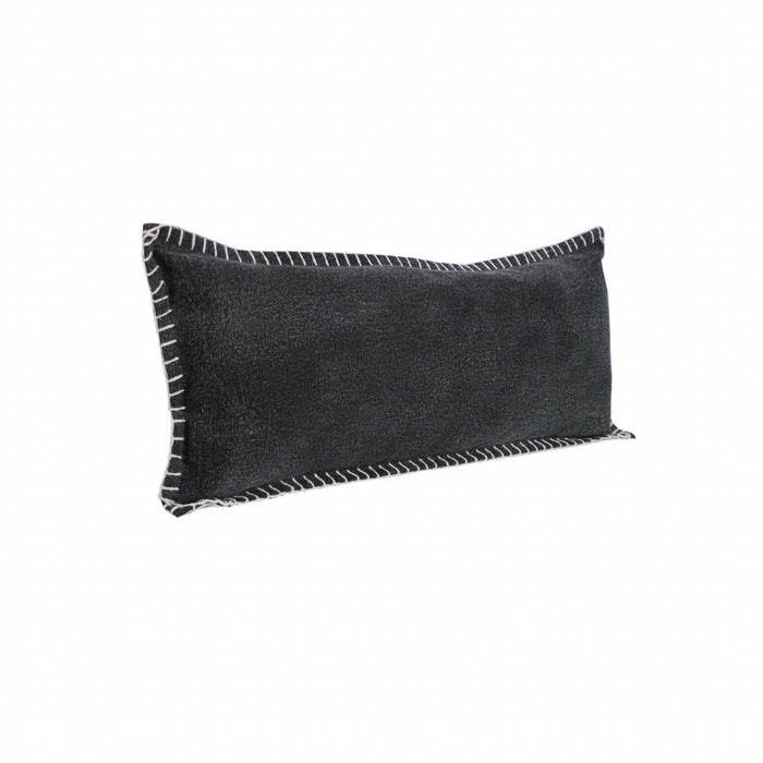14" X 36" Black Cotton Throw Pillow