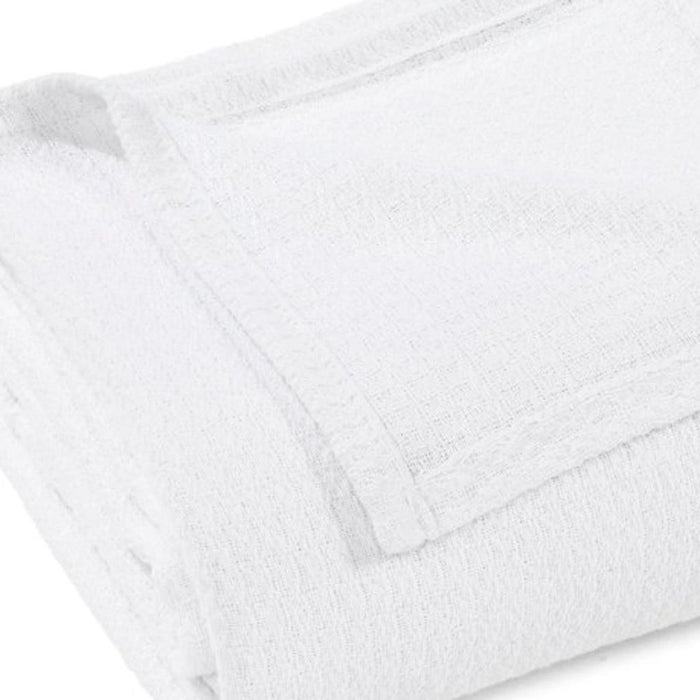Queen White Cotton Waffle Weave Blanket
