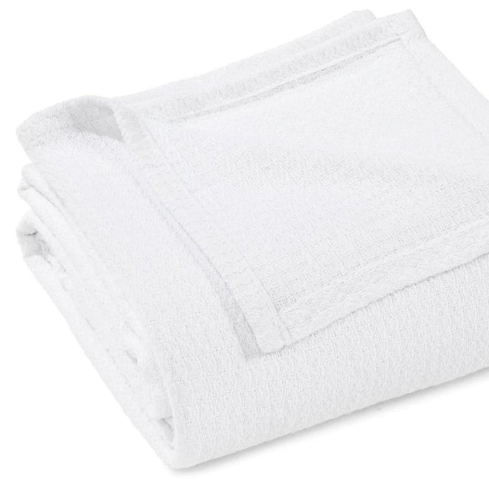 Queen White Cotton Waffle Weave Blanket