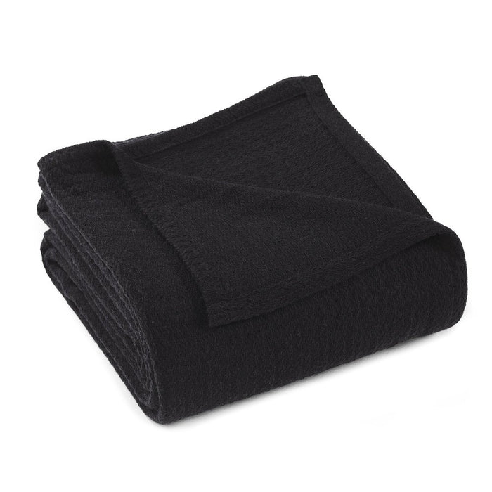 King Black Cotton Waffle Weave Blanket