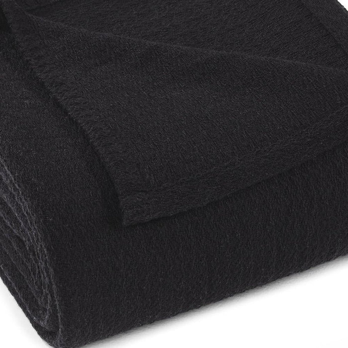 King Black Cotton Waffle Weave Blanket