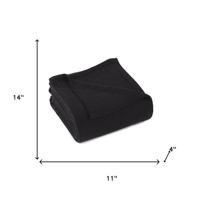 King Black Cotton Waffle Weave Blanket