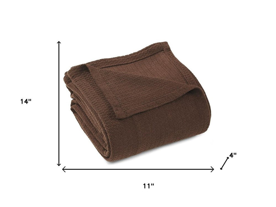 King Chocolate Cotton Waffle Weave Blanket