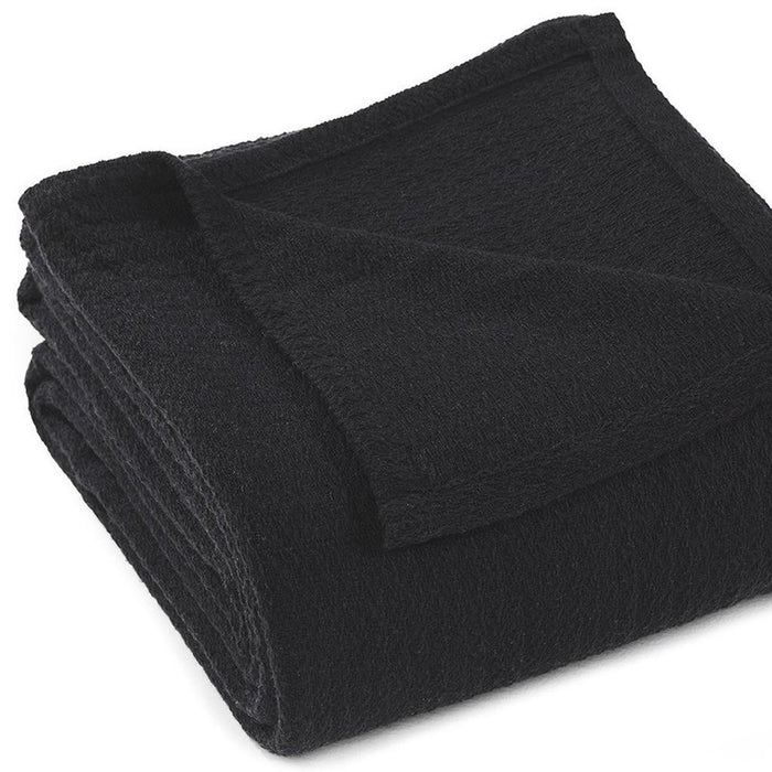Twin Black Cotton Waffle Weave Blanket
