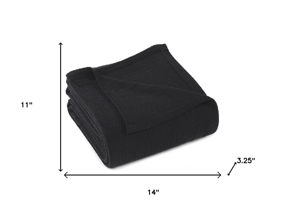 Twin Black Cotton Waffle Weave Blanket