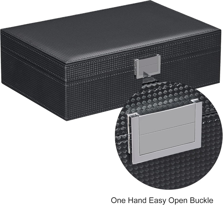 Modern Jewelry Organizer Case with Watch Display & Necklace Storage