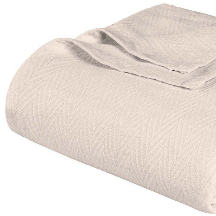 Queen Ivory Cotton Waffle Weave Blanket