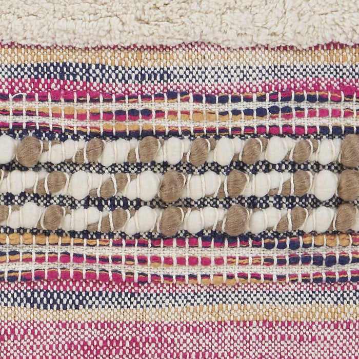Set of Two Pink Striped Cotton Throw Pillows With Fringe
