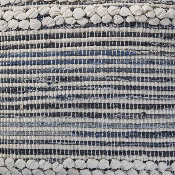 Set of Two 18" Blue And Ivory Cotton Throw Pillows with Texture