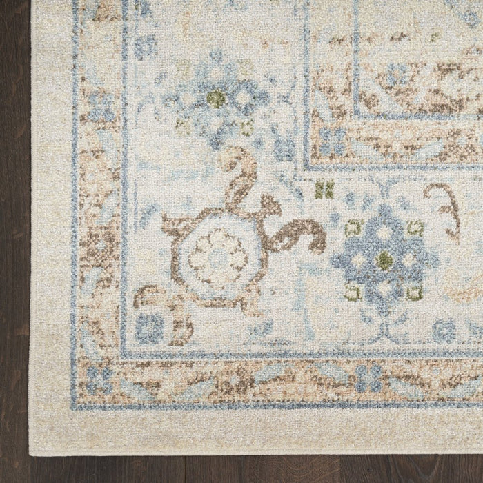 4' X 6' Ivory And Blue Geometric Area Rug