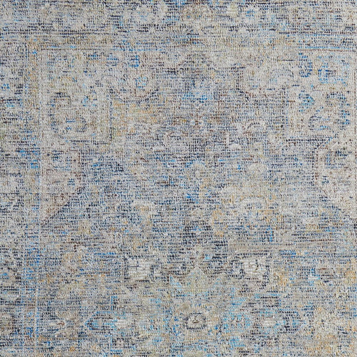 Textured blue and beige patterned fabric